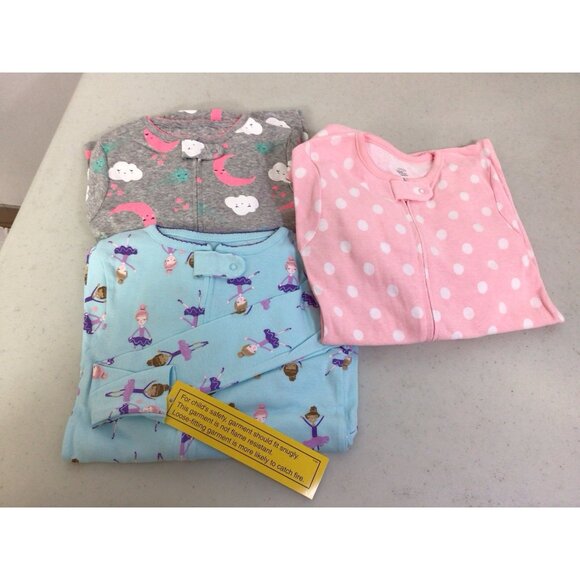 Carters Girls 1 pc Cotton Footed Pajamas Set of 3 Size 5T NEW - Picture 1 of 7